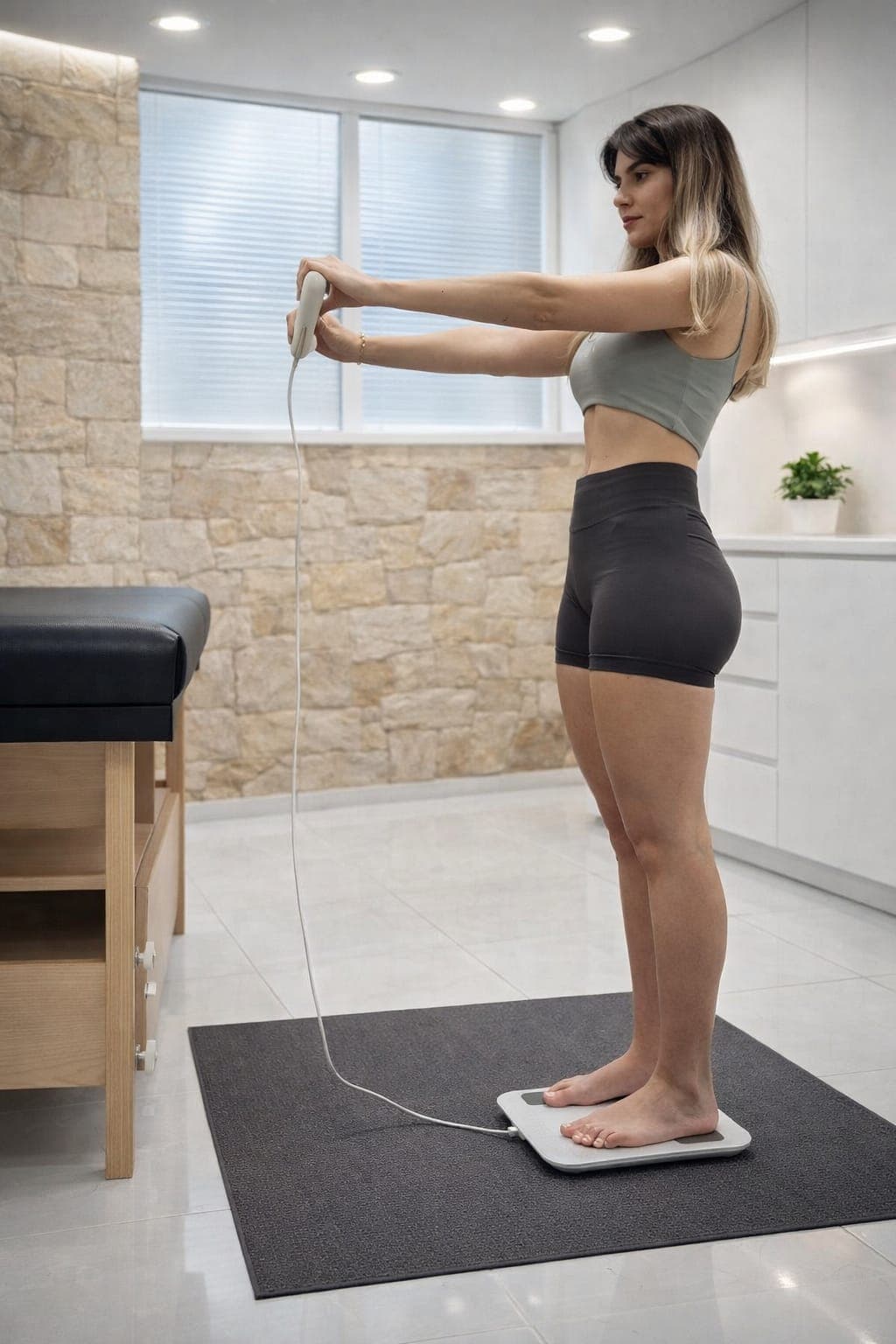 Avaliação de bioimpedância realizada durante consulta nutricional